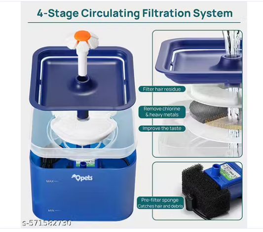 Ultra Quiet Automatic Cat & Dog Water Fountain 2L with LED Light & Filter – Fresh Flow Dispenser (Blue)