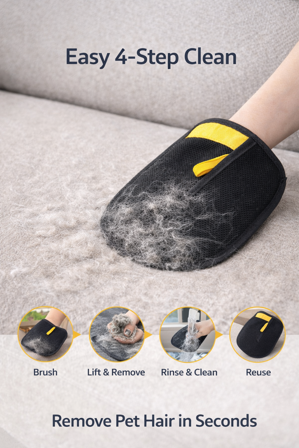 Pet Hair Removal Gloves (Pack of 2)