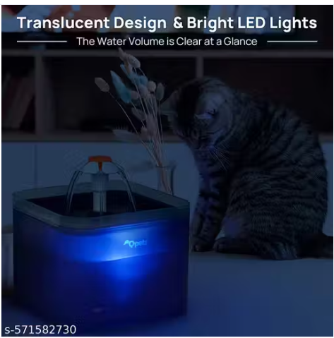 Ultra Quiet Automatic Cat & Dog Water Fountain 2L with LED Light & Filter – Fresh Flow Dispenser (Blue)